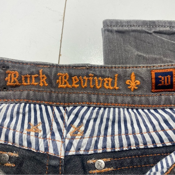 Rock Revival Gray Wash Celine Embroidered Heavy Stitching Skinny Jeans Size 30 - Picture 9 of 13